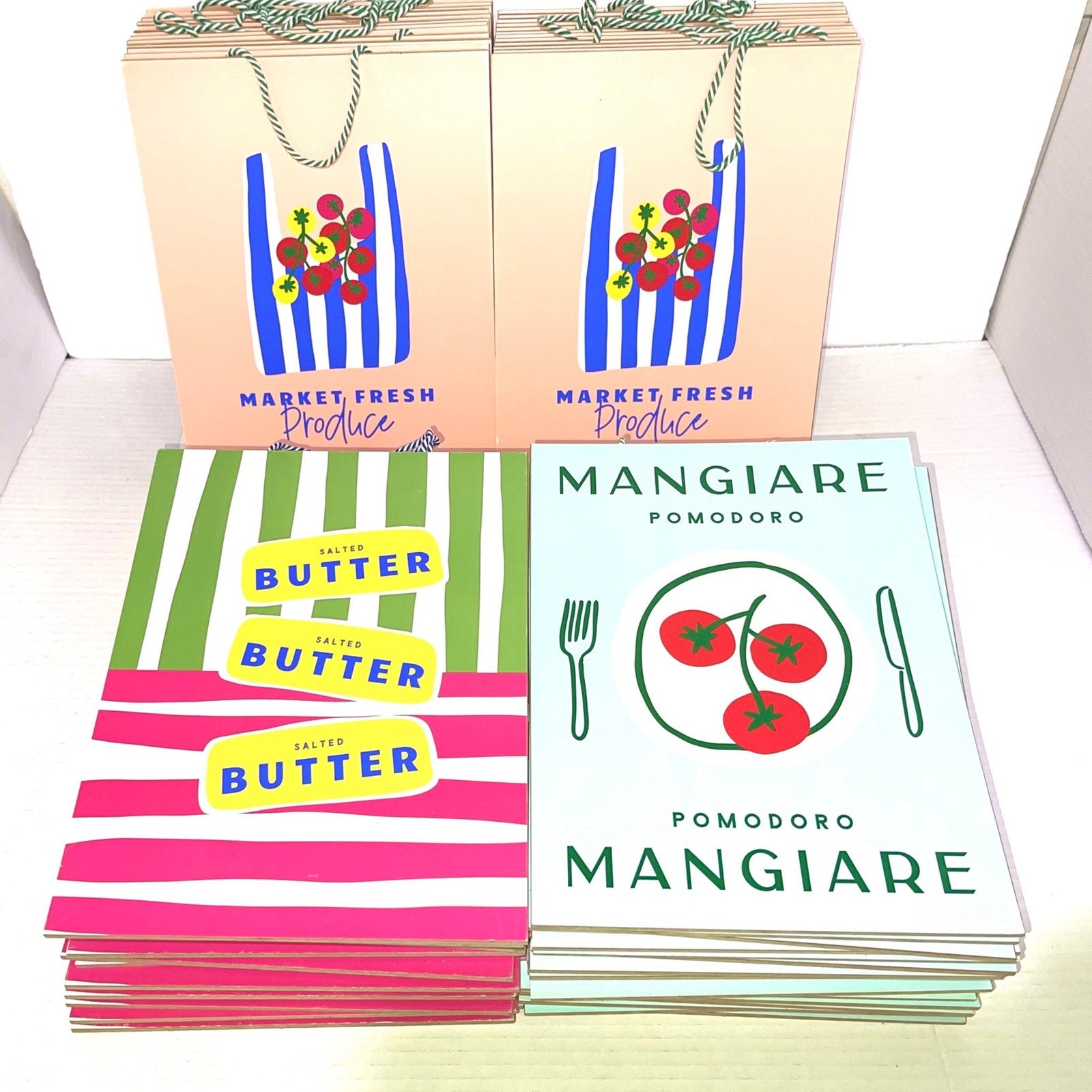 Kitchen Boutique Shop Wall Art 65 PCS 16”x12” Wooden Signs – Mangiare Pomodoro Pomodoro, Popcorn, Fresh Produce Designs